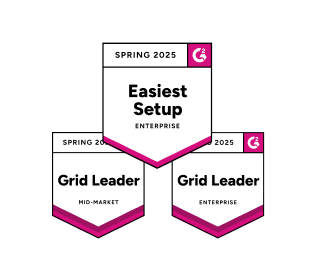 Dotdigital G2 Spring 2025 バッジは、セットアップが最も簡単で、エンタープライズおよびミッドマーケットのグリッドリーダーです。